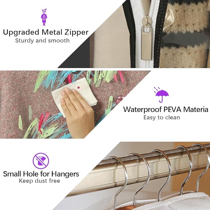 4 PCS 40"Clear garment bags for hanging clothes storage protectors clothes cover for hanging bag with 4 pcs Shoe storage bag (Clear-4PCS)