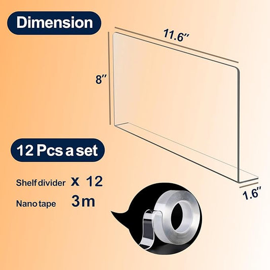 Acrylic Shelf Dividers For Closet Organization,Sweater Organizer For Closet -8pack 8” Tall Clear Plastic Shelf Dividers For Closets Shelves Cabinets