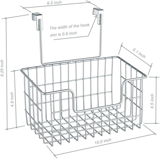 Wire Hanging Storage Basket 2 Packs, Wall Mounted Kitchen Bathroom Storage Basket, Home Multi-Functional, no Punching, Bearing Strong, Suitable for Home, Office,Chrome