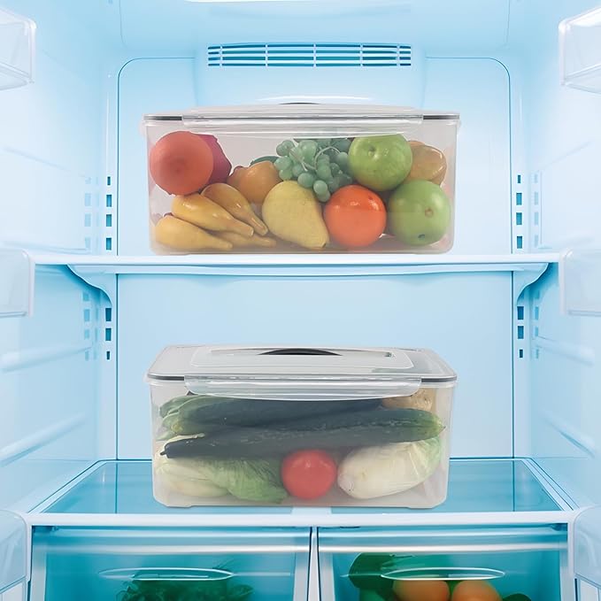 Innouse 4-Pack Sealed Food Storage Containers with Lid, Clear Airtight Plastic Storage Boxes Bin with Handle, F
