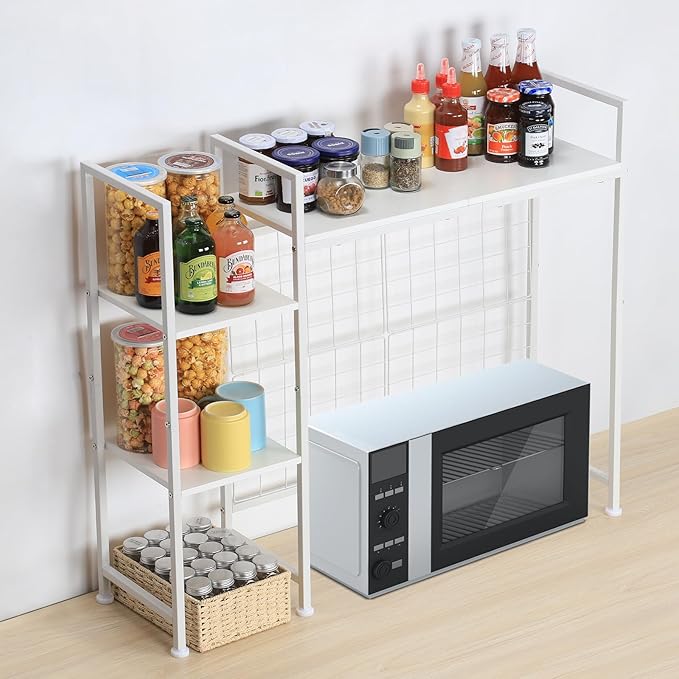 Desktop Bookshelf Organizer, Computer Desktop Bookcase, White Desk Hutch Dorm, Multipurpose Wood Desktop Hutch Storage Organizer, 3-Tier Wood Desk Bookshelf for Home Office Dorm