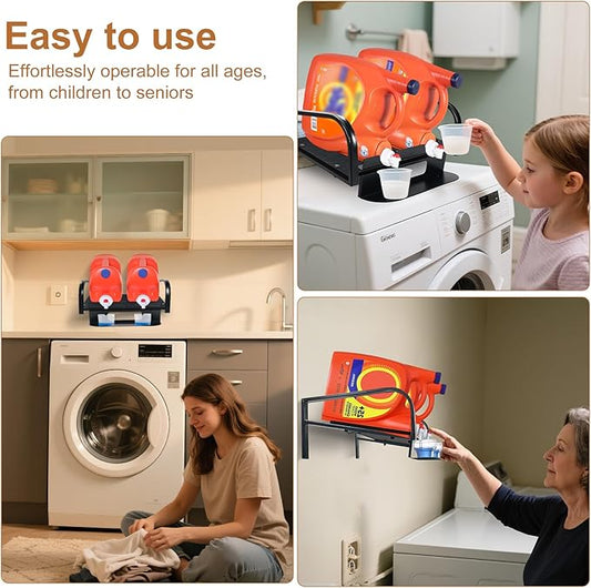 Liquid Laundry Detergent Holder,laundry room hacks,Laundry Detergent Dispenser,Hanging Laundry Station Storage Laundry Detergent Stand-Laundry Room Wall-Washing Machine (Small-Black)