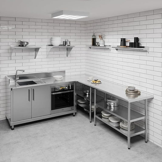 AmGood 36" Long X 6" Deep Stainless Steel Wall Shelf | NSF Certified | Appliance & Equipment Metal Shelving | Kitchen, Restaurant, Garage, Laundry, Utility Room