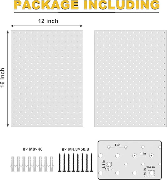 Ultrawall Metal Pegboard Panels, Pegboard Wall Organizer, Peg Boards for Wall, Garage Tool Storage Organization, 12"X16", 2pcs, Gray
