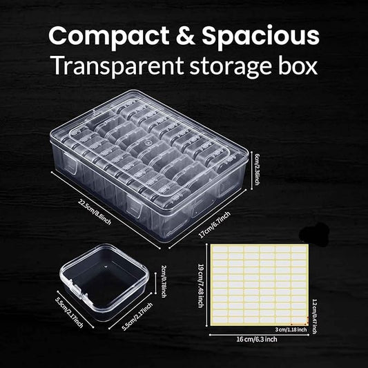 THYSSEN Bead Organizers Box 30Pcs Plastic Mini Clear Storage Cases with 1pcs Hinged Lid Rectangle Case, forJewelry Beading diamond painting Crafts Screws Small Parts of Containers