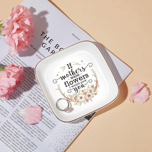 PUDDING CABIN Mothers Day Gifts for Mom Jewelry Dish If Mothers Were Flowers I Would Pick You Present for Step Mom Stepmom New Bonus Stepmother Birthday Wedding Christmas