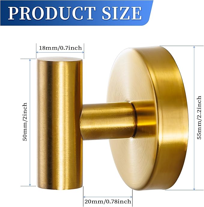 warlve Heavy Duty Reusable Suction Cup Hooks for Shower - No Drill Bathroom/Glass/Mirror/Tiles & Metal Surfaces,and Smooth Non-Porous Surfaces for Towels, Robes, Loofahs (4, Brushed Gold)