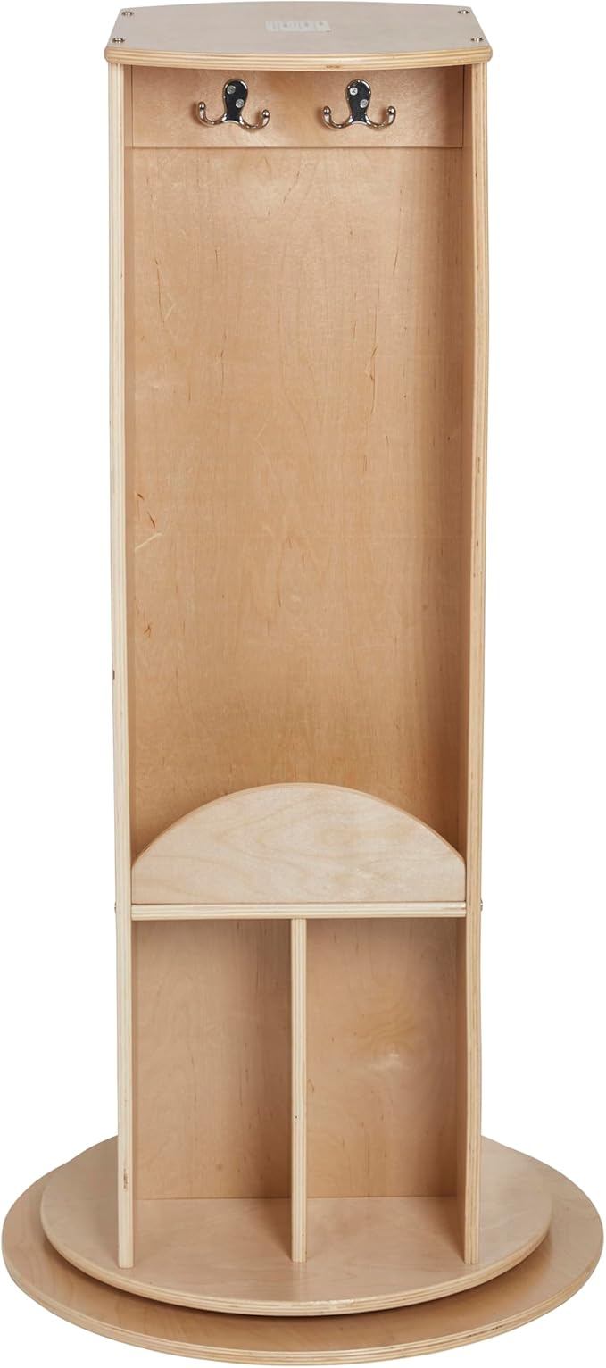 Rotating Dress-Up Organizer with Mirror, Clothes Rack, Natural
