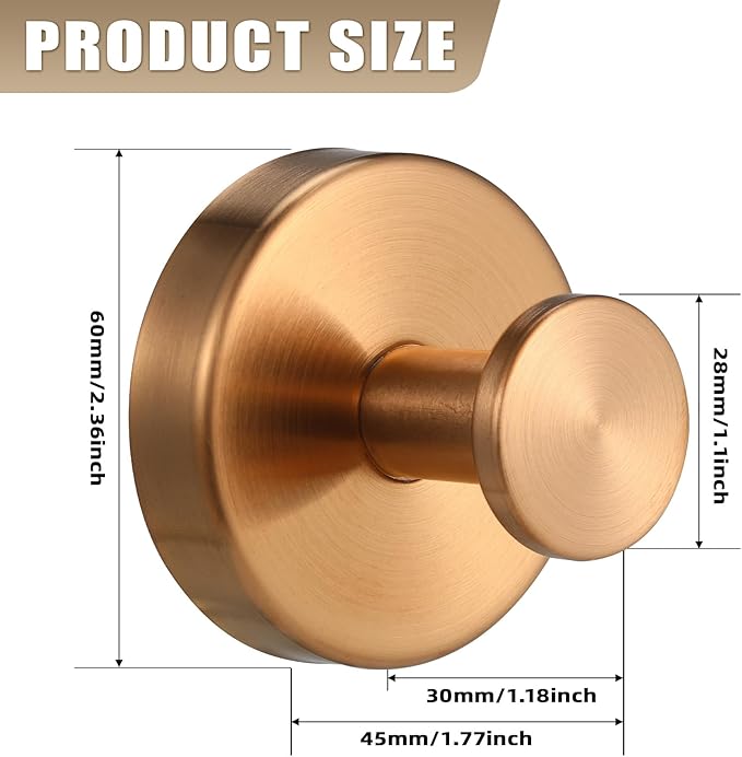 Fenas Suction Cup Hooks for Shower No-Drill Bathroom Hooks for Towels, Robes, Loofah Mountable on Bathroom Walls, Kitchen, Glass, Mirrors, Tile and Smooth,Non-Porous Surfaces (2, Champagne Bronze)