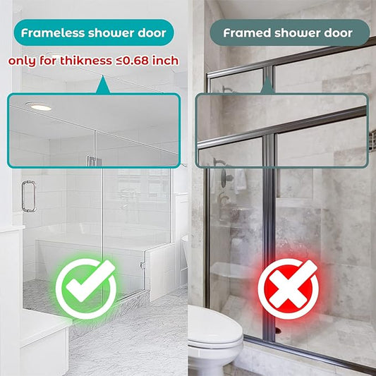 Cerbonny Shower Door Hooks (14 Inch), 2 Pack Super Extended Towel Hooks for Bathroom, Over Door Hooks, Shower Hooks for Frameless Glass Door, Black