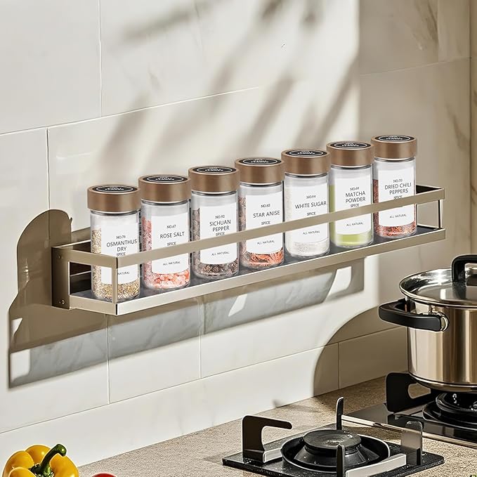 VIBRATITE 12 Pack Spice Jars with Acacia Lids, 4 oz Round Glass Jars Spice Containers Set with Labels, Pen, Funnel, Seasoning Storage Bottles with Shaker Lids for Rack, Cabinet, Drawer