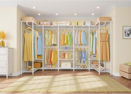 VIPEK U70 Extra Large Garment Rack Heavy Duty Clothes Rack, Freestanding Portable Closet for Bedroom Storage Wardrobe Organizer Wire Closet for Hanging Clothes, Load 1670lbs, White