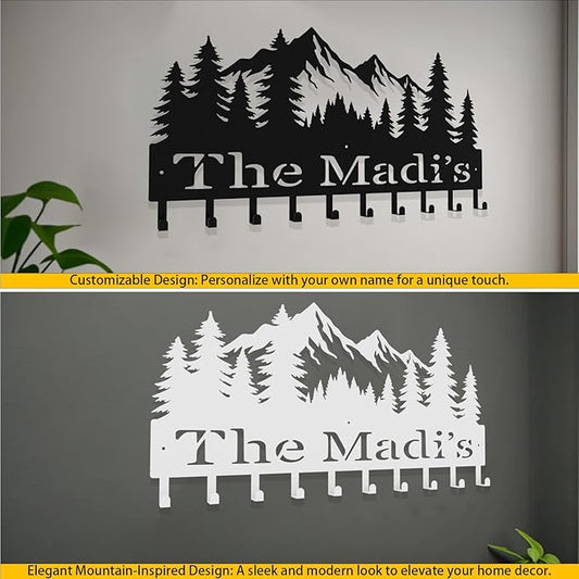 Custom Metal Key Rack Hooks, Personalized Key Holder for Wall, Forest, Mountain Theme Wall Decoration Hooks, Key Hanger Organizer for Living Room, Entryway, Bathroom, Kitchen Decor