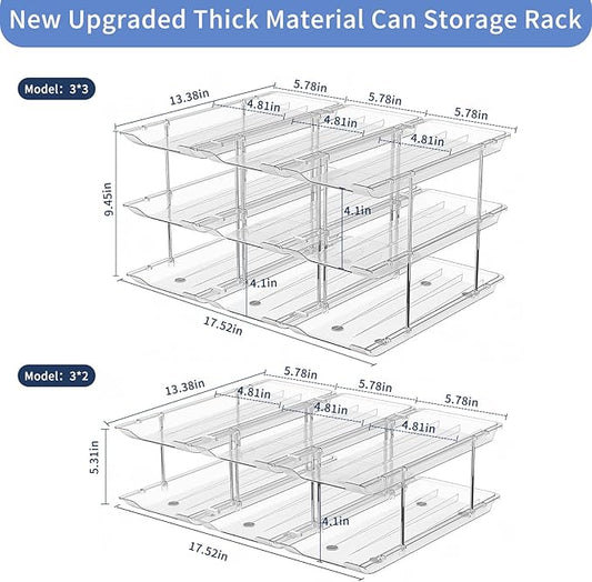 Jsyrjing Can Organizer for Pantry Free Combination Can Dispenser, Clear Thickened 3-Tier Storage Rack for 36 Cans Suitable for Cabinet Pantry Fridge Countertop (3 * 3)