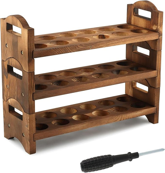 Wooden Egg Holder Countertop, 3-Tier Wooden Egg Holder & Storage, 36-Hole Stackable Rack for Fresh Eggs, Easter Eggs, Home Kitchen Organizer