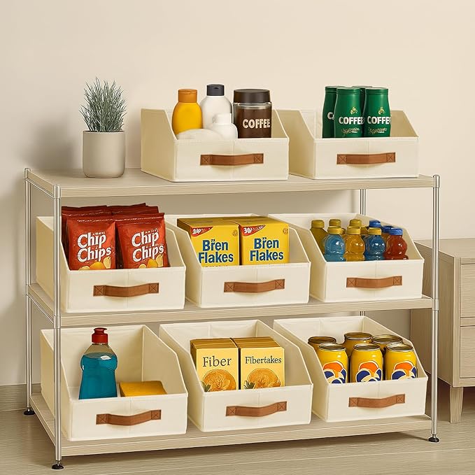 Fabric Storage Bins for Organizing - 1 Pack Large Trapezoid Collapsible Storage Bins with Front Handle, Closet Organizers and Storage for Bedroom, Home Shelves, Small Spaces, Beige
