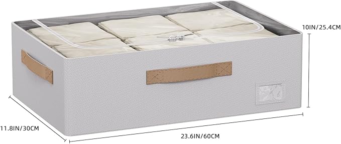 CYhom Underbed Storage Bins With Metal Frame, 10" High Under Bed Storage Containers, Large Capacity Under Bed Organizer Boxes (Grey, 23.6” L x 11.8” W x 10” H)