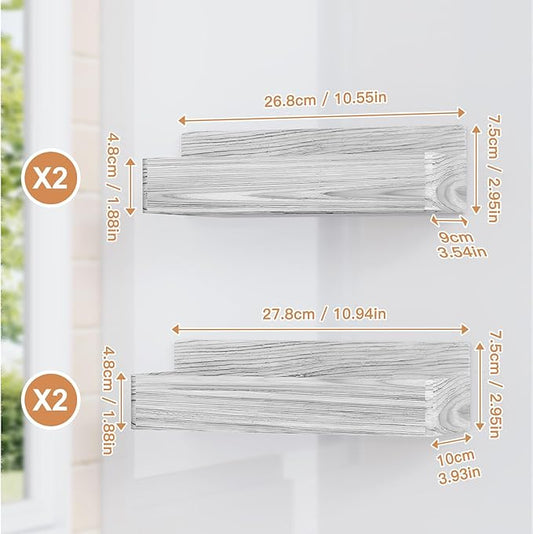 Magnetic Spice Rack for Refrigerator, Kitchen Organizer and Storage Shelf, Wood White(4 Pack)