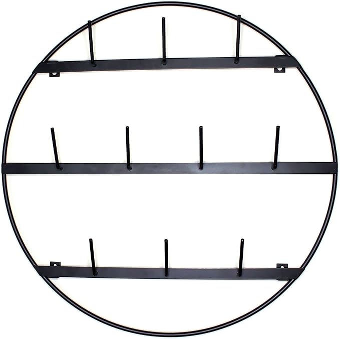 Claimed Corner Mug Rack with Sturdy Steel Frame, Matte Black Finish, Removable Rubber Caps, Wall Mounted (Round 24" x 24")
