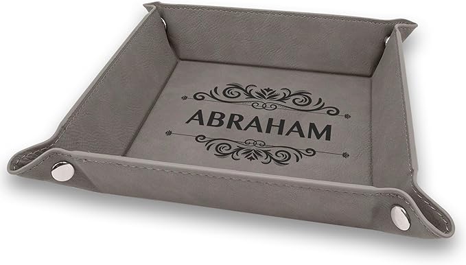Krezy Case Desk Organizers For Men And Women, Square PU Leather Tray, Personalized PU Leatherette Valet For Husband, Wife, Jewelry Organizer For Women, PU Leather Valet Tray For Men