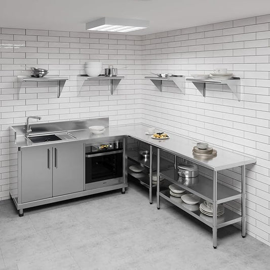 AmGood 24" Long X 12" Deep Stainless Steel Wall Shelf | NSF Certified | Appliance & Equipment Metal Shelving | Kitchen, Restaurant, Garage, Laundry, Utility Room