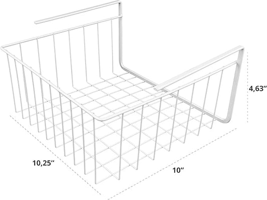 Southern Homewares White Wire Under Shelf Storage Basket Set – 4-Piece Under Cabinet Hanging Storage for Kitchen, Pantry, Organization (10.25" L x 10" W x 4.63" H, 1, Pack of 2)