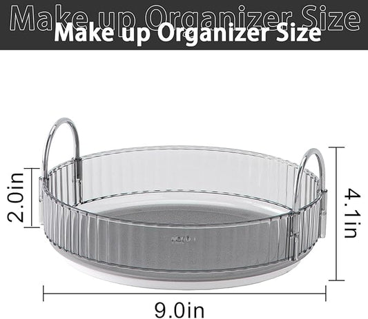 shuang qing Rotating Makeup Organizer for Vanity, High-Capacity Skincare Clear Make Up Storage Perfume Organizers Cosmetic Dresser Organizer Countertop 360 Spinning (Gray, 1 Tier)