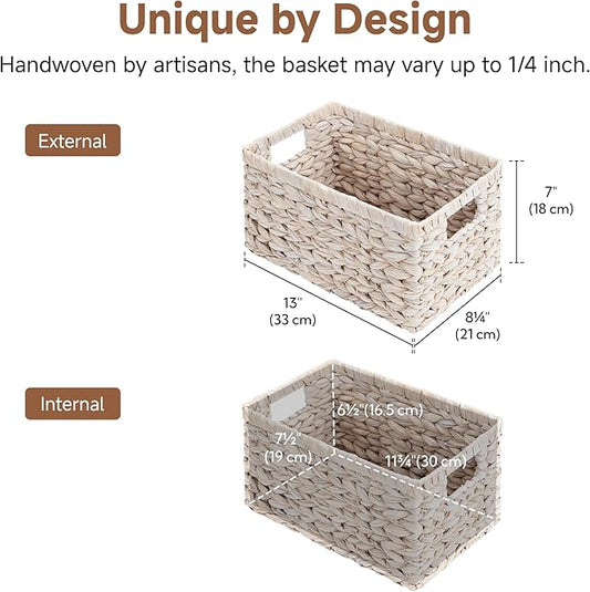 StorageWorks Pantry Baskets, Wicker Storage Baskets for Organizing, Shelves, Pantry Organizers and Storage, Water Hyacinth, Natural