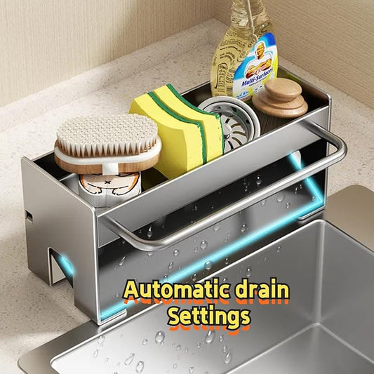 Utensil Holder,Compact Kitchen Sink Drying Rack - Durable and Stylish Solution,Self-Draining Tray Design,with Rag Rack(Black)
