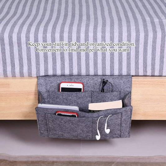 Luxurious Grey Armrest Organizer, Caddy for Sofa, Couch, Chair Armrest, Remote Control, Cell Phone, Book, Magazine, Glasses, Snacks