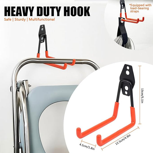 Garage Hooks Heavy Duty,2 Pack Garage Tool Organizer Wall Mount, Utility Steel Garage Storage Hook for Hanging Power and Garden Tools, Ladders, Hose, Bikes, Ropes, Bulk Items