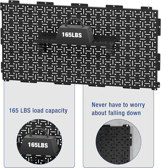 WORKPRO Metal Pegboard 16”x 32” Steel Panel with Round Holes & Vertical Slots, Black Heavy Duty Garage Peg Board Wall Pegboard Organizer for Wood Working Work Shop, Craft Room, 2 Pack
