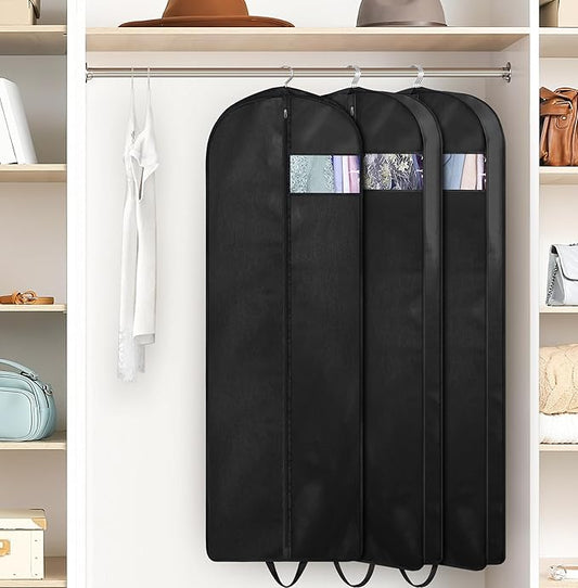 KIMBORA 65" Dress Garment Bags for Hanging Clothes Travel, Gusseted Garment Bags for Closet Storage with Handles for Long Gowns, Coats(3 Packs)