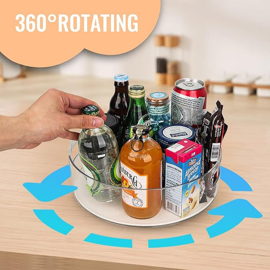 4 Pack Lazy Susan Organizer for Cabinet:Lazy Susan Turntable (8/10/11/12 Inch) with Non-Slip Mat and Handles,Turntable Rack for Kitchen,Pantry,Refrigerator,Bathroom and Vanity Countertop