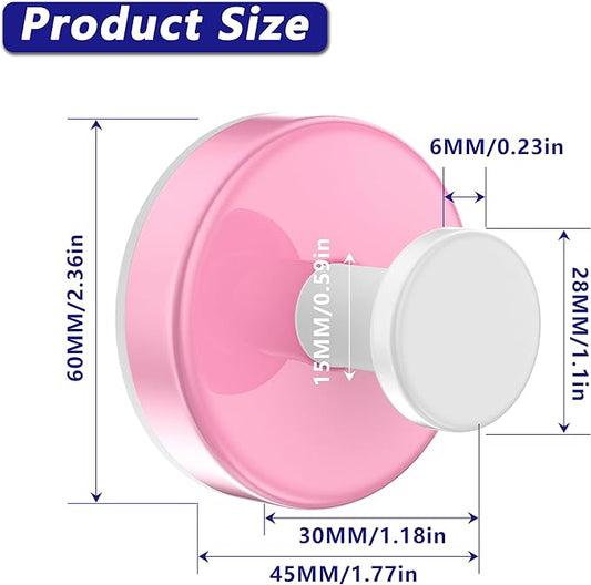 Suction Cup Hooks for Shower,Removable No Drill Towel Hooks,Upgraded 15 lbs Strong Suction hooks for Bathroom Tile,Shower Wall,Glass Door,Kitchen-Loofah,Coat,Stainless Waterproof-Pink White 2 Pcs