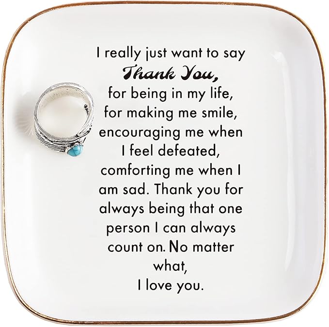 PUDDING CABIN Thank You Gift for Women Mom Teacher Coworkers Ring Dish-Thank You for Always Being That One Person I can Count On, I Love You for Mom, Appreciation Gifts for Women