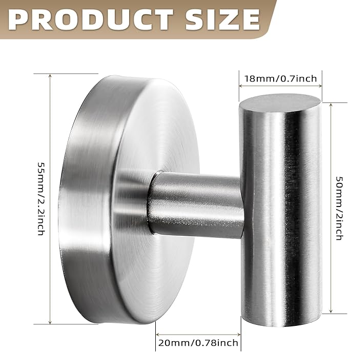 Fenas Suction Cup Hooks for Shower - Bathroom Reusable Hooks for Towels, Robes & Loofah - No-Drill Mounting on Kitchen,Walls,Metal,Glass,Mirrors,Tile & Smooth Non-Porous Surfaces (4, Brushed Nickel)
