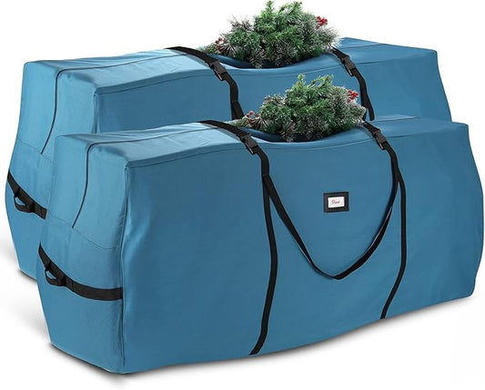Hearth & Harbor 9 ft Christmas Tree Storage Bag - Artificial Christmas Tree Bag with Reinforced Handles, Dual Zipper, Wide Opening - Large Storage Container for Trees and Decorations, 2 Piece set