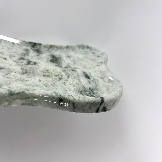 WneFu Choiziic Natural Decorative Tray, Cloud Shape, 9.8x6.1x0.62 Inches, Modern Style, Polished Finish, Bathroom Kitchen Counter Vanity Organizer with Anti-Slip Mad (Green-Marble-P)