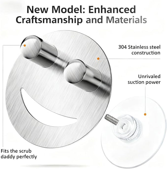 Yoshiky Stainless Steel Smiley Face Dish Sponge Holder, Silver Sink Caddy Organizer Storage with Suction Cup for Kitchen, Kitchen Sink Accessories Decor Scrubber Holder with Gift Box