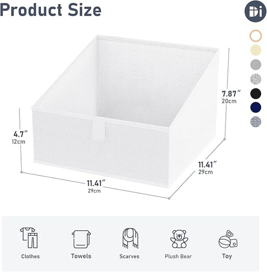 DIMJ Closet Storage Bins 10 Pack - Fabric Storage Baskets for Shelves, Collapsible Clothes Organizer, Trapezoid Shelf Organization Storage Cubes for Purse, Toys, Books, Towel, Clothes, White