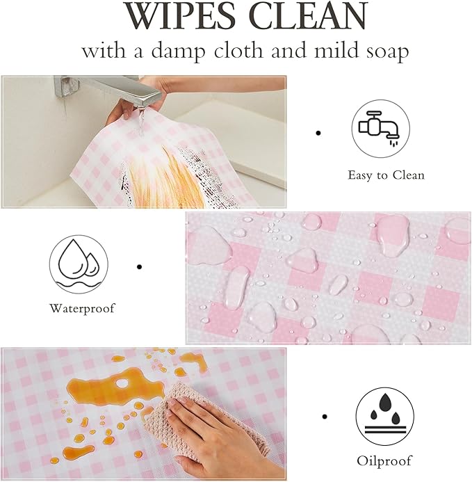 Beautysaid Shelf and Drawer Liner for Kitchen Cabinet, Non Adhesive Non Slip Shelf Paper Waterproof Washable Thickened for Dresser Pantry Shelve Bathroom Protector Liner(Pink Checkered,12 in x 30 FT)