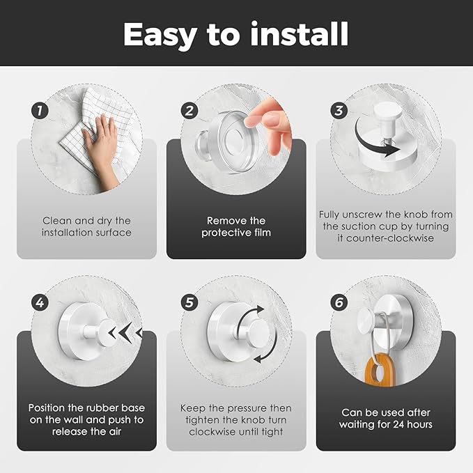 WingWider Shower Hooks for Inside Shower,Suction Cup Hooks for Glass Window,Removable Towel Hooks for Bathrooms,4 Packs(White)