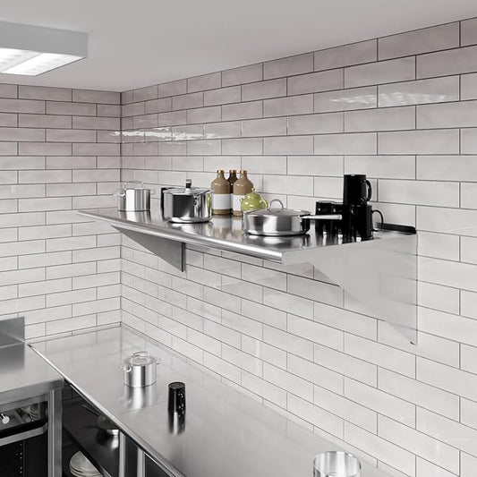 AmGood 60" Long X 24" Deep Stainless Steel Wall Shelf | NSF Certified | Appliance & Equipment Metal Shelving | Kitchen, Restaurant, Garage, Laundry, Utility Room