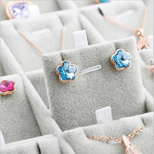 Oirlv Velvet Jewelry Tray 24 Grid liner Pendant Earrings Organizer Storage Trays Showcase Display Jewelry Holder