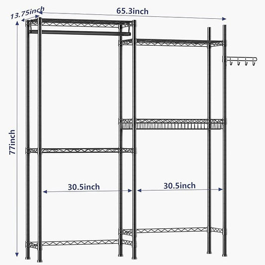 Over Washer and Dryer Shelves,Laundry Room Storage Organization Clothes Drying Rack,4 Tier Adjustable Height Wire Shelving with Wire Basket,Hanger Rod&Hook,Space Saving Shelf