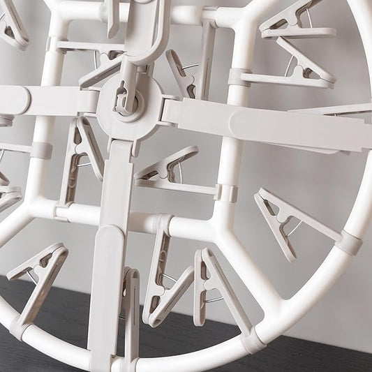 Clothes Drying Racks Foldable Clip Hangers Drip Hanger Plastic with 20 Drying Clips (Light Grey-Circle)