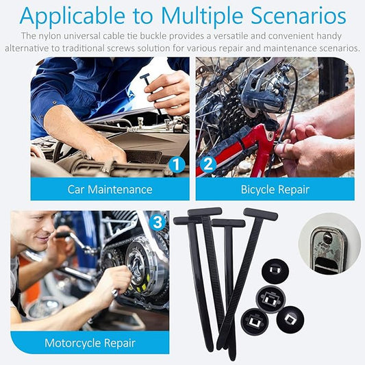 2026 Upgraded Nylon Universal Cable Tie Buckle, Heavy Duty Self-Locking Rivet Zip Ties, Multifunctional Cable Tie Buckle for Car Daily Repair, Home, Office, Garden, Workshop(50Pcs)