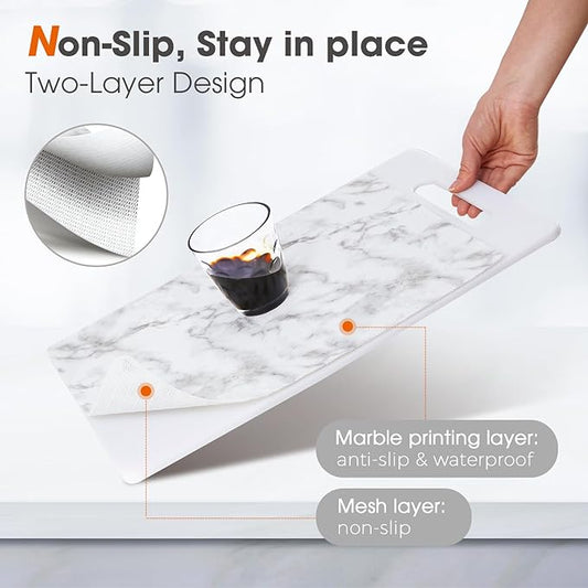 Beautysaid Shelf and Drawer Liner for Kitchen Cabinet, Non Adhesive Non Slip Shelf Paper Waterproof Washable Thickened for Dresser Pantry Shelve Bathroom Protector Liner(Marble,18 in x 20 FT)