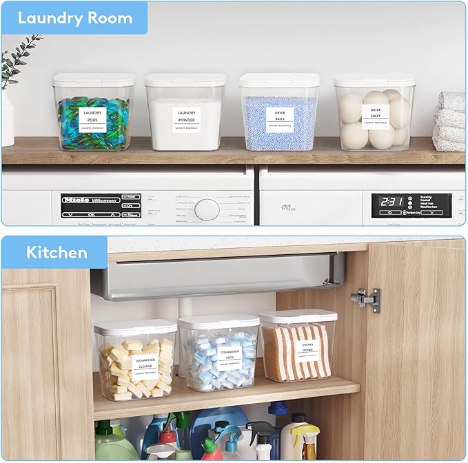 Lifewit Laundry Pods Container with Pop-up Lid, Detergent Dispenser, Dryer Sheet Holder, Laundry Room Organization Storage Jars for Washing Powder, Soap, Scent Booster Beads,0.72gal, 3 Pcs